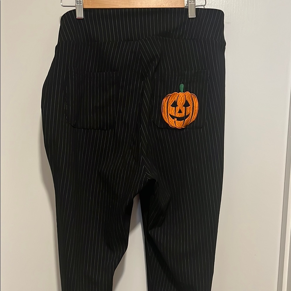 NWOT Unique Vintage Jack O Lantern Pinstripe High Waist Pants, Size 18
